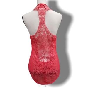Staff Pink Racer Back Tank w Lace